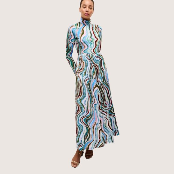 Marie Oliver Second Skin Blue Midi Maxi Skirt